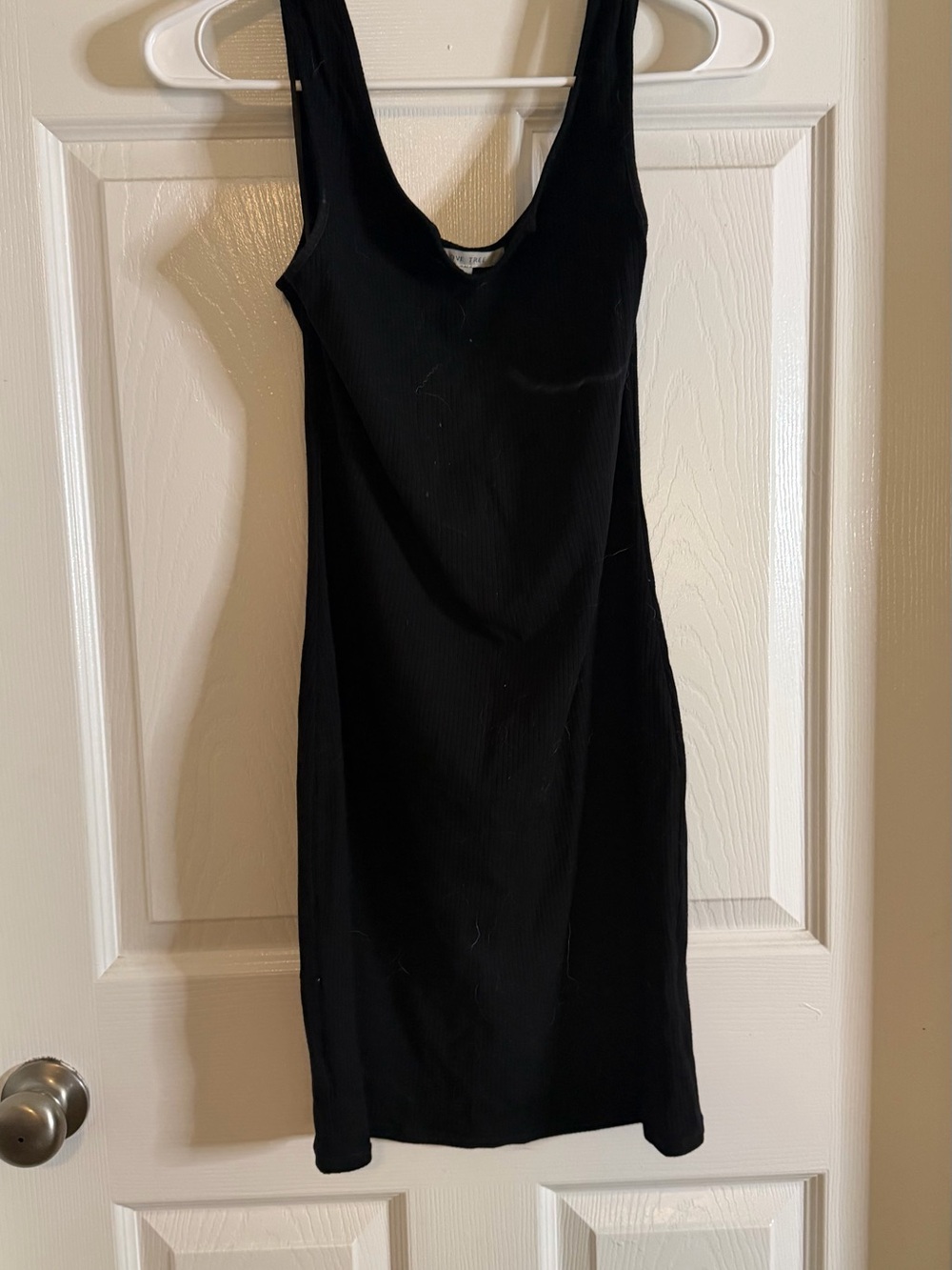 Love Tree Black Ribbed Scoop Neck Tank Dress